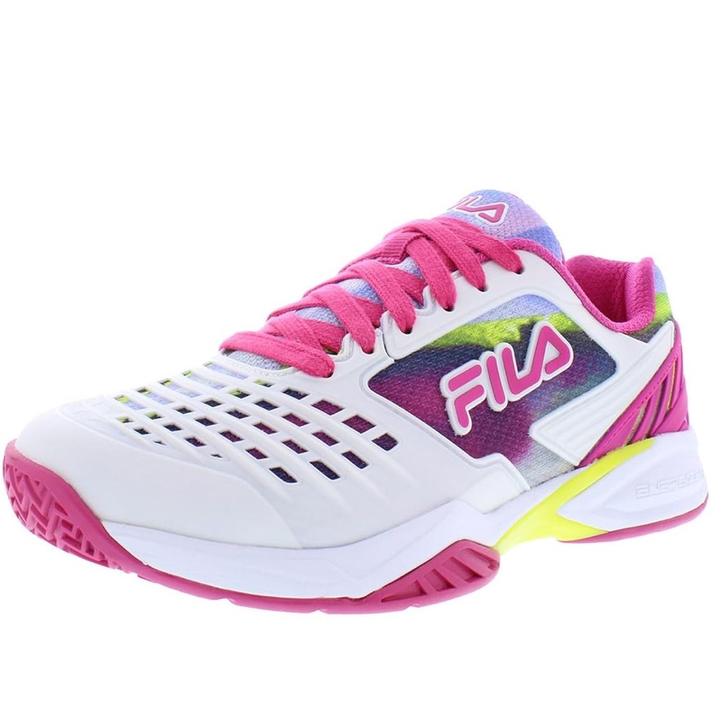 FILA Women's White Pink Blue Neon Athletic Shoes